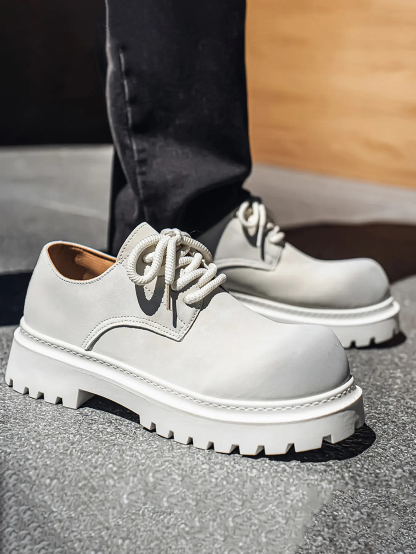 Men's Spring Trendy Thick Sole Height Increasing Boots, Colorblock High-Quality Leather Upper, Stylish Comfortable Design for Outdoor Sports