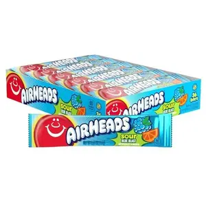 Airheads Sour Full-Size Candy Bars, Taffy Candy, Sour Blue Blast, Individually Wrapped Candy, 36 Count