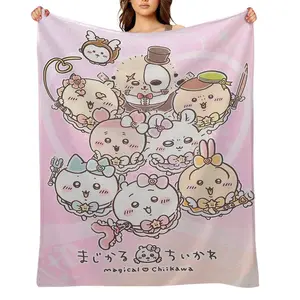 chiikawa-Flannel Throw Blanket for Girls Boys- Ultra Soft, Anti-Shrink & Wrinkle-Resistant ,Quick-Dry, Machine Washable Cozy Throw ,Perfect Gift for Kids Adults A-23