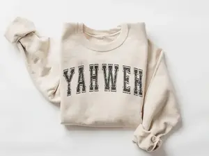 YAHWEH Sweatshirt Casual Long Sleeve Crewneck Pullover | Christian Letter Print Sweatshirt Religious Gift for Women & Men
