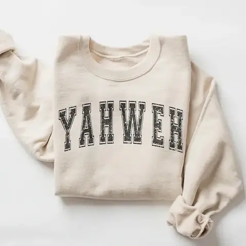 YAHWEH Sweatshirt Casual Long Sleeve Crewneck Pullover | Christian Letter Print Sweatshirt Religious Gift for Women & Men