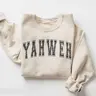 YAHWEH Sweatshirt Casual Long Sleeve Crewneck Pullover | Christian Letter Print Sweatshirt Religious Gift for Women & Men
