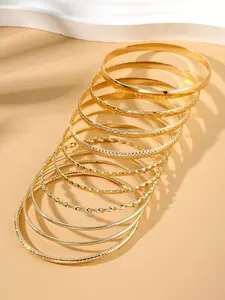 Fashionable Casual Plain Alloy Bangle, Vintage Bracelet for Women, Elegant Jewelry for Party, Daily Decor, Trendy All-match & Exquisite Jewelry for Gift, Stackable Bracelets, Cable Bangle Set