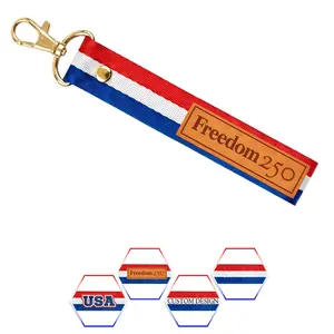 Freedom 250 Wristlet Keychain – Officially Licensed Commemorative 250th Anniversary – Durable Woven Strap, Gold Hardware, Multiple Designs