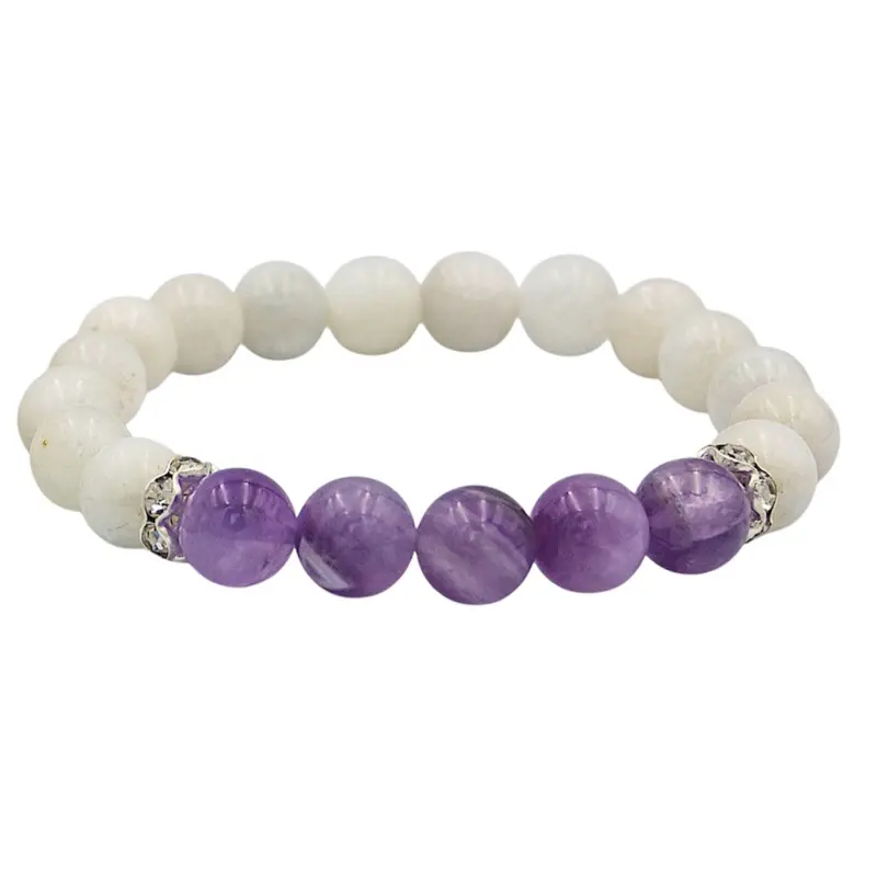 Amethyst & Moonstone Inner Revelation Bracelet - Beaded Design with Amethyst and Moonstone Stones, Beaded Bracelet with Beads