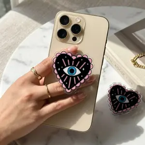 Lucky Evil Eye Scalloped Heart MagSafe Phone Grip, Horror Aesthetic Magnetic Phone Holder, Kawaii Scary Fan Gift , Kindle Accessories sticky Baby mount Library Card Flower-Shaped Multi-Functional Stand Universal Car
