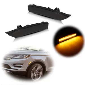 Smoked Lens Amber LED Front Side Marker lamps Lights For 2015 2016 2017 2018 2019 Lincoln MKC,Replace OEM 331-1426R-AC