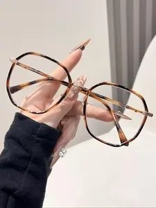 Women's Fashionable Tortoiseshell Print Large Frame Eyeglasses, Trendy Casual Eyeglasses for Everyday Use, Fashion Accessories for Outdoor Activities, Trendy Casual Frames