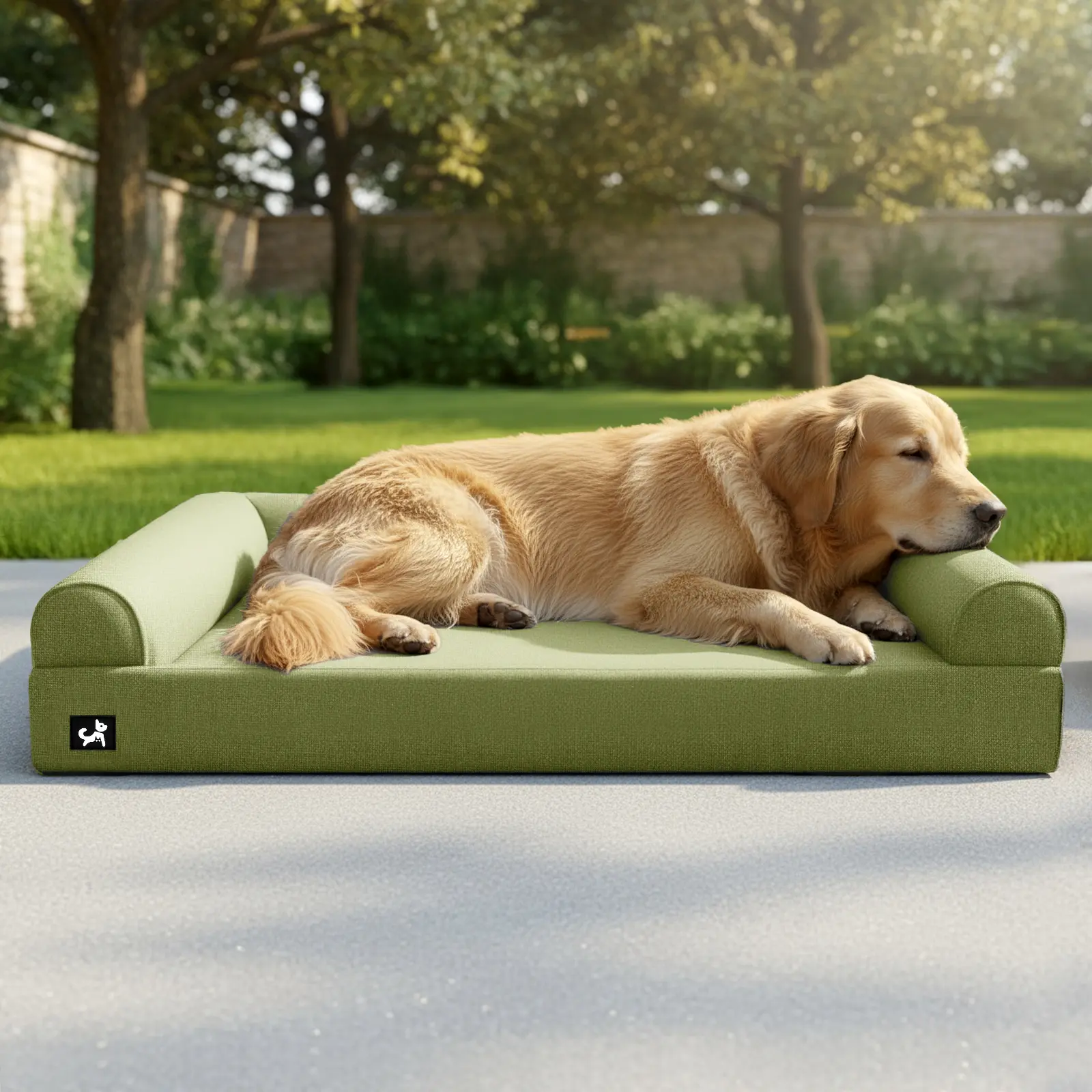 Sytopia Pressure-Relief Bolster Dog Bed for Extra Large Breeds - Polyurethane Foam, Waterproof Detachable Zippered Washable Cover, 5 Textured Textiles, Fleece Option, Ergonomic Couch Bed, Spacious Dimensions, Crate & Home Couch Mat