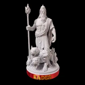 Hades & Cerberus Greek Statue — Rock Marble | Mythology Desk Decor