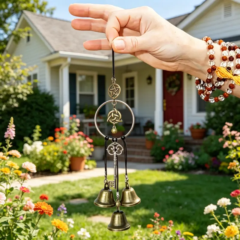 Handmade Iron Witch Bell Wind Chime, Outdoor Wind Chime, Durable Home Decor Hanging Ornament. The perfect gift for Christmas, Halloween, and Thanksgiving, suitable for Christmas, Halloween, summer, winter, Valentine's Day, and New Year. An essential holid