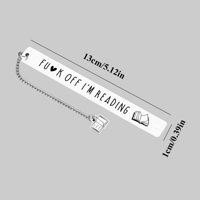 Letter & Book Pattern Bookmark Bundle, 2 Counts/set Silver Stainless Steel Bookmarks with Pendant Charm, Durable Reading Accessories for Home, Office, and School