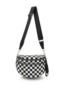 Women's Plaid Waist Bag, Crossbody Shoulder Bag, Fashion Checkered Design, Adjustable Strap, Casual Style, All Seasons Use, Checkered Bum Bag, Crossbody Fanny Pack, Versatile Bag, Everyday Bag, Zipper Bum Bag