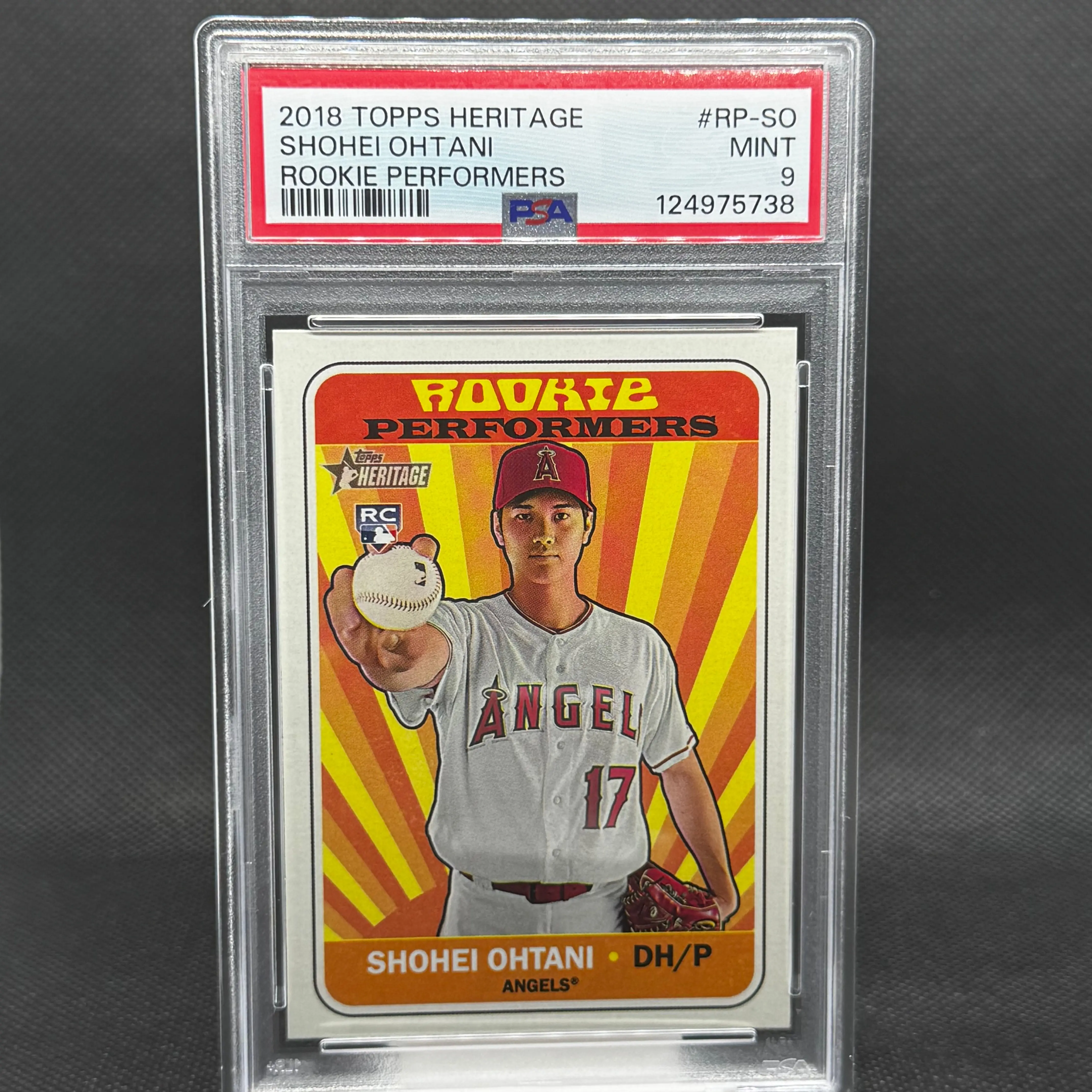 2018 Topps Heritage Rookie Performers Shohei Ohtani RC Rookie Single Card #RP-SO, PSA 9 Graded Sports Trading Card