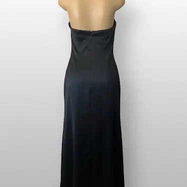 Elegant Black Strapless Evening Dress Long Satin Gown with Ruched Detail  for Formal Events - TikTok Shop