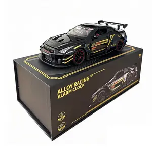 Racing Car Alarm Clock - Premium Die-Cast Metal Alloy Shell Bedside Clock with LED Display & Tail Lights, Wireless Remote Control Snooze, Perfect Birthday Gift for Kids & Car Enthusiasts