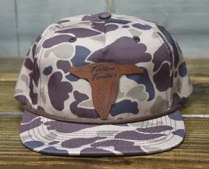 Duck Camo/Leather Flying Duck Patch Rope Hat