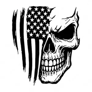 Flag Skull Car Decal - Bold American Flag Design for Vehicle Decoration