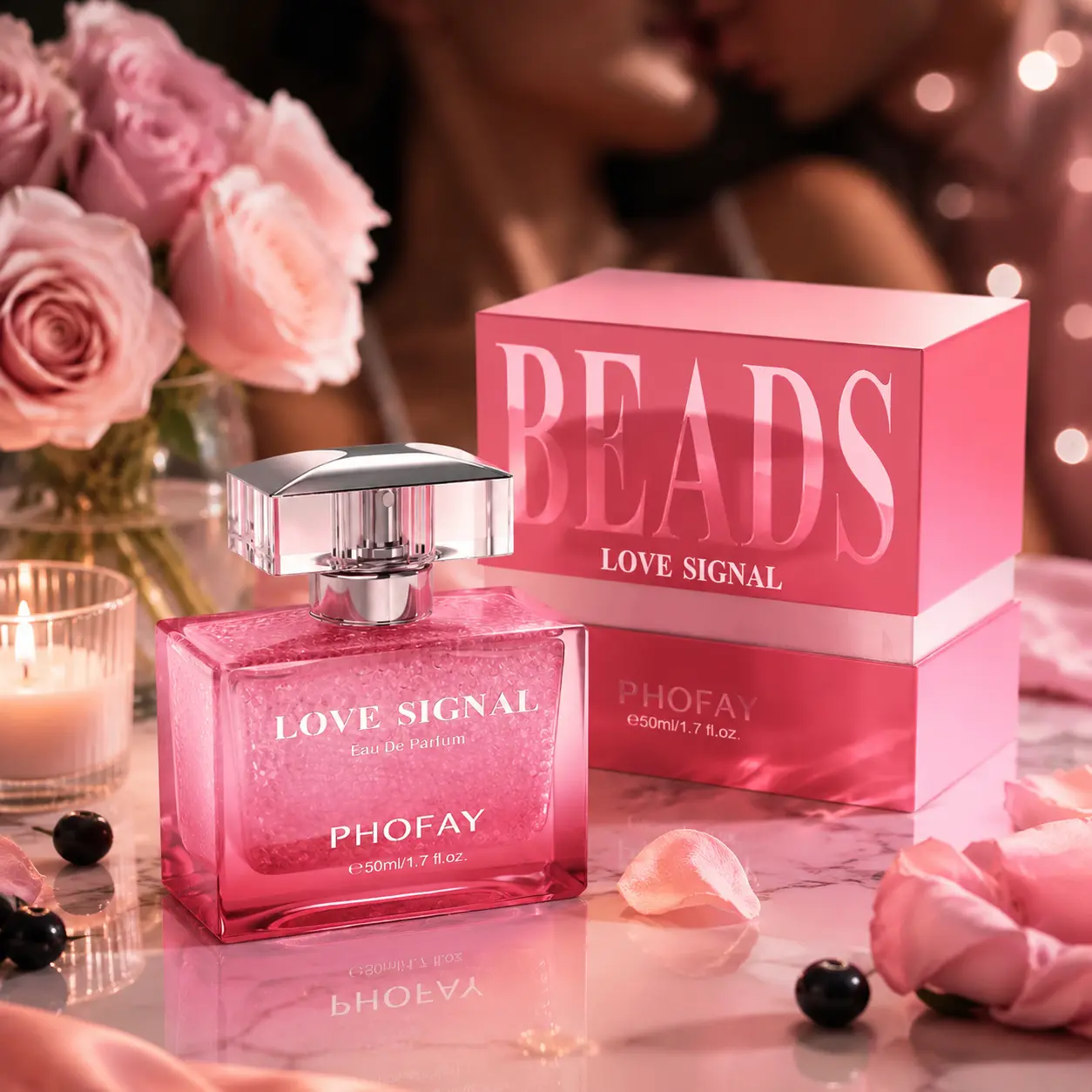 PHOFAY Love Signal Alcohol-Free Perfume Beads for Women, Water-Based Clean Floral Fragrance, Romantic Long Lasting Scent with Crystal Bead Technology, Elegant Gift Perfume, 50ml / 1.7 Fl OzBeadsFunctional Capsule Perfume LoveSignal  No AlcoholAdded.