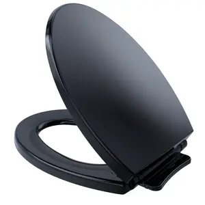 SS114 No.51 SoftClose Non Slamming, Slow Close Elongated Toilet Seat & Lid, Ebony