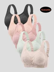 Comfortable Breathable Backless Bralette Set, Large Bust Concealer, Anti-Sagging, Fixed Cups, No Magnetic, No Steel Ring, 5 Pieces
