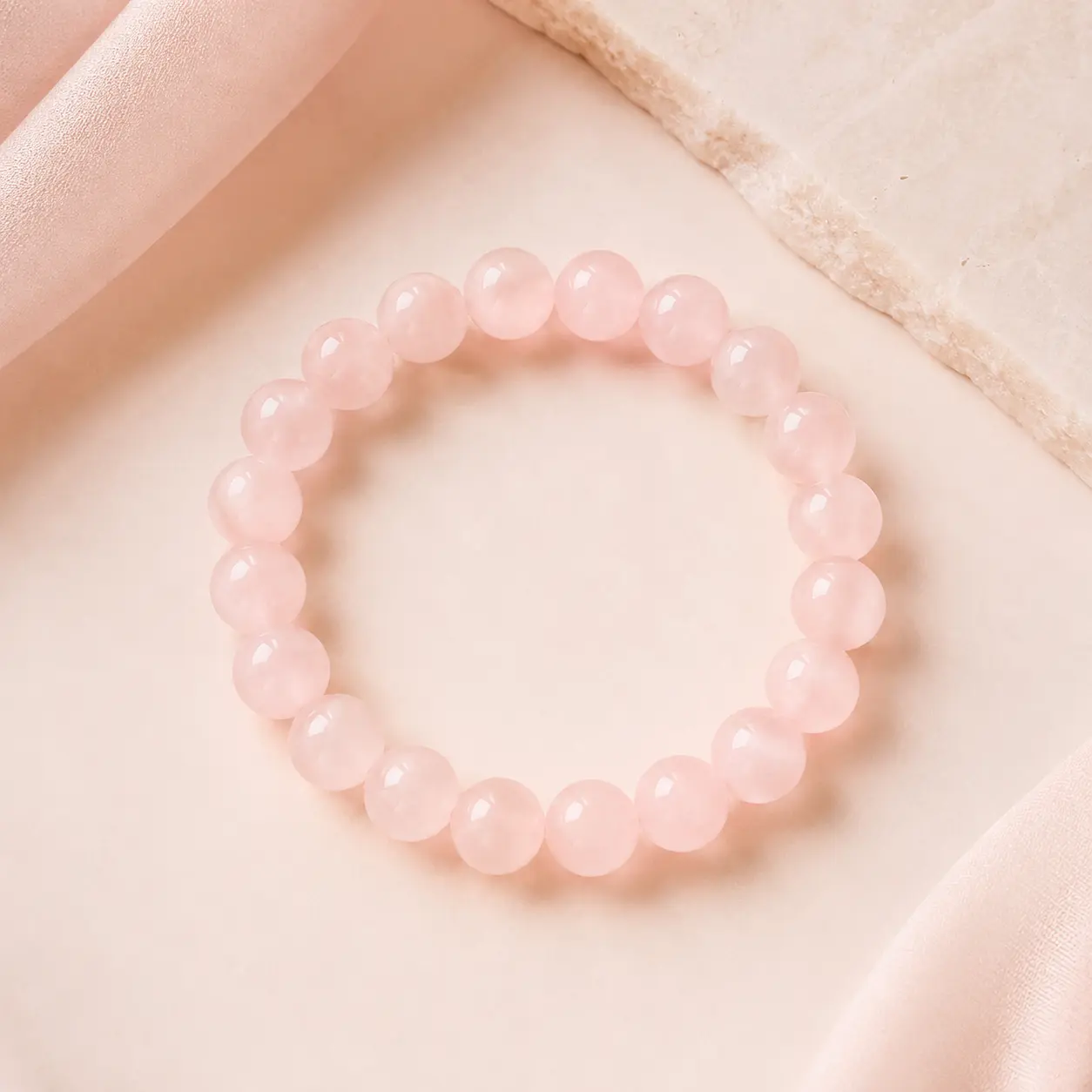 Wudang Inspired Rose Quartz Bead Bangle - Inspirational Blessed Bracelet for Love, Health, Daily Wear Spiritual Jewelry Gift (Rose Quartz Bracelets & Bangles)