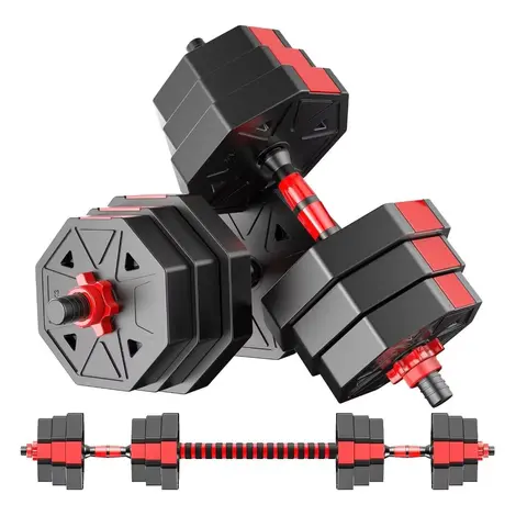 3-in-1 Modes Adjustable Workout Equipment Dumbbells Set - 5-44lbs Heavy-Duty Cast Iron, Single/Pair Option, Convertible Barbell, Compact Resistance Training Gear That Replaces 10+ Dumbbs for At-Home Chest & Arm Workouts