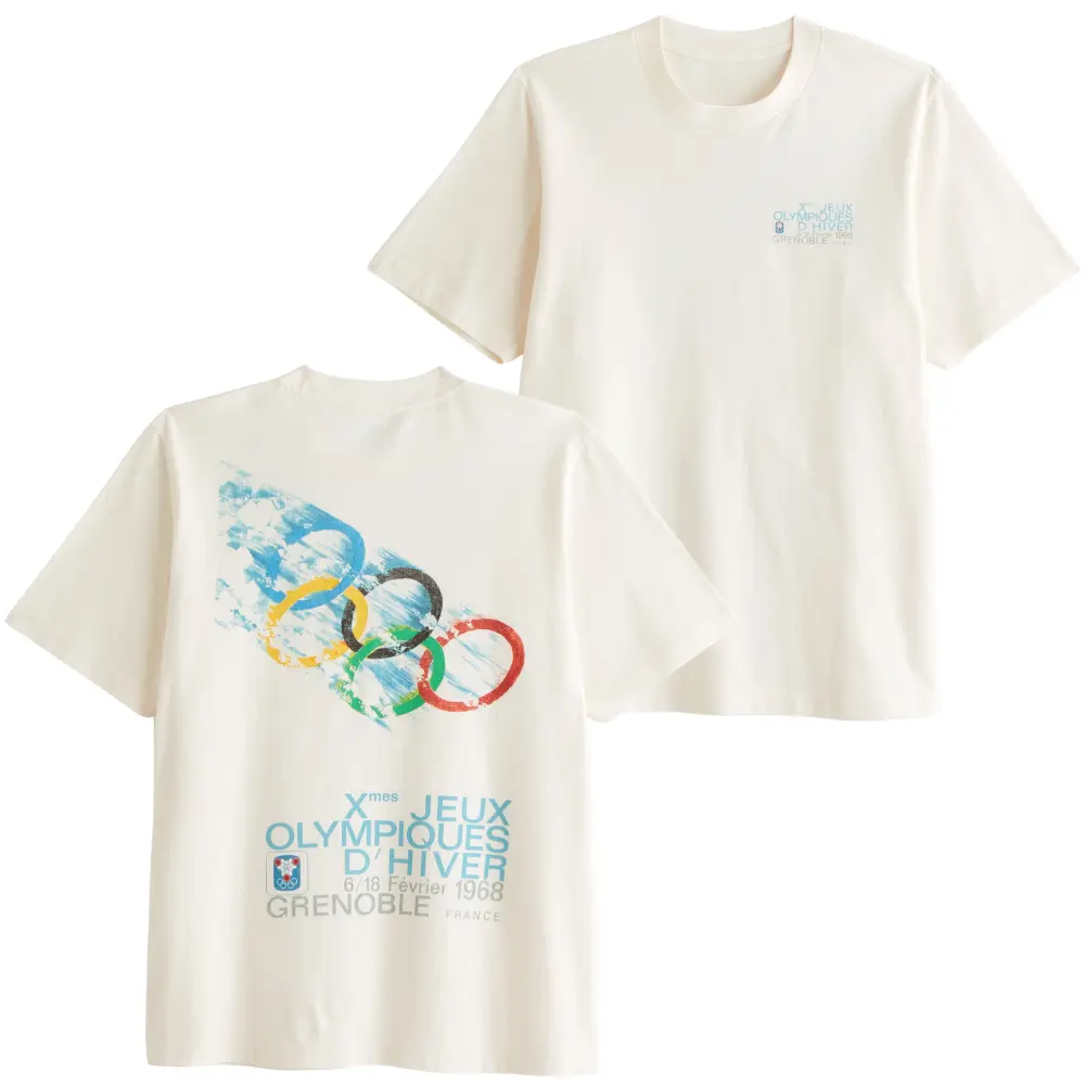 Grenoble 1968 Winter Olympics T-Shirt, Vintage Olympic Rings Snow Graphic Print Soft Cotton Tee, Unisex Fit for Men & Women, Perfect Gift for Olympic History & Winter Sports Fans