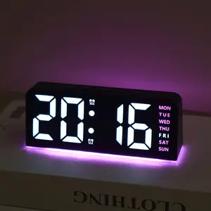 [Compact Size] Innovative LED Digital Alarm Clock with Atmosphere Light & Date Display - USB Powered, Adjustable Brightness, Flat Crown Shape, Multi-Functional Home Decor Cloc