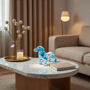 Blue Color Sausage Dog Resin Sculpture, Cool Street Art Animal Shape, Home Desktop Art Decor, Bedroom Study Luxury Soft Furnishing