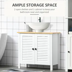 Pedestal Sink Storage Cabinet, Under Sink Cabinet with Double Doors,  Antique White, Walnut-AS ( Amazon Shipping)(Prohibited by WalMart)