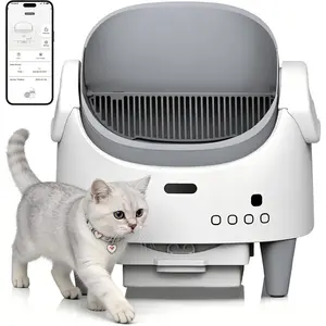 Self-Cleaning Cat Litter Box, Open Top Automatic Litter Box for Multi Cats, Smart App Remote Management with 15 Safety Sensors, Electric Kitty Litter Box with Large Waste Bin & Washable Liner