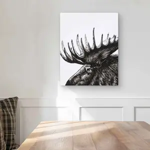 Begin Home Decor C1MP1620DA9GVS 16 x 20 in. Moose Plume Metal Print Wall Art - Wildlife Home Decor Art Piece