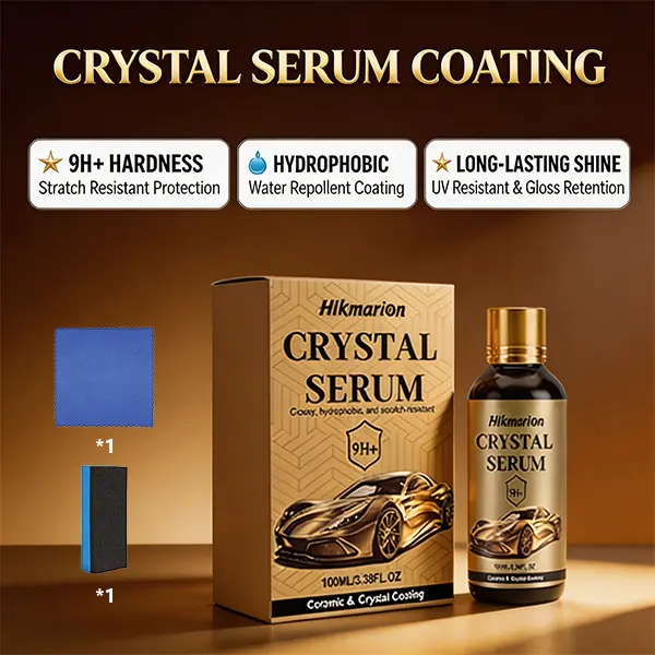 Hikmarion Crystal Serum Ceramic Coating for Cars 9H+ Gloss Hydrophobic Scratch Resistant Car Paint Sealant UV Protection Anti Dust Oil Repellent for All Vehicles