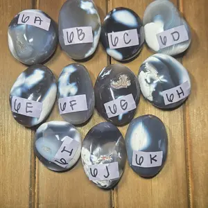 Orca Agate Palm Stones - Natural Gemstone with Unique Patterns and Color Variations