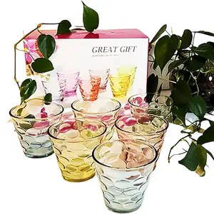 Chandler Set of 6 Glass Tumblers – 6 Vibrant Colors | Premium Gift Box | Tea, Water, Juice & Everyday Drinks