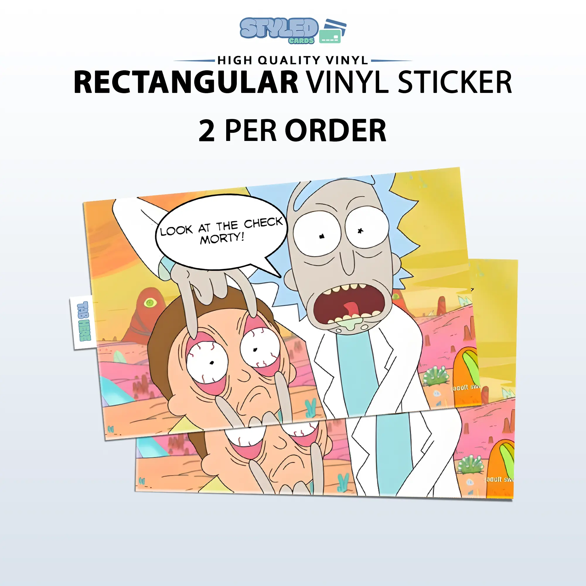 rick and morty look at the check rectangle vinyl sticker