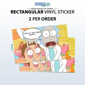 rick and morty look at the check rectangle vinyl sticker