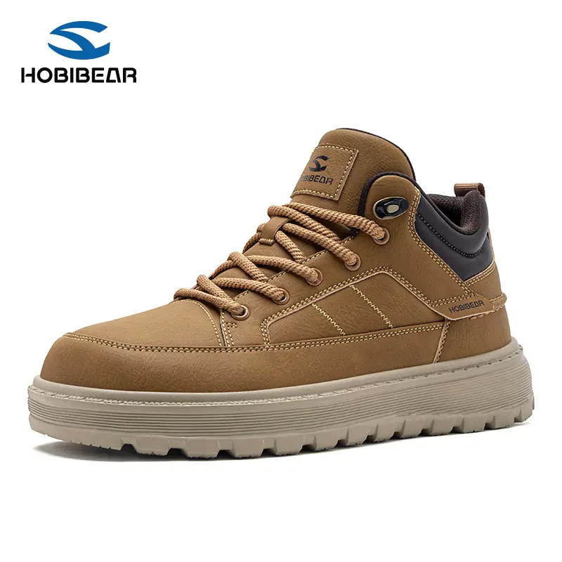HOBIBEAR Unisex Leather Combat Boots Lace Up Ankle High Top Light Outdoor Style Boots for Men Women Fashion Retro boots combatboots