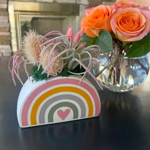 Over the Rainbow Faux Flower Arrangement – Colorful Ceramic Accent