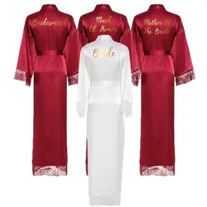 Women Long robe Satin Robe Bridal Robe Bridesmaid Robes Lace Robe Wedding Robe Sleepwear Bathrobe Dressing Long Gowns