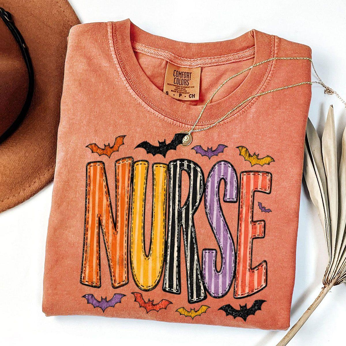 Comfort Colors Halloween Nurse Shirt, Spooky Nurse Shirt, Cute Nurse Halloween Tee, Bat Nurse Graphic Shirt, Nurse Gift – Squirrel Corner