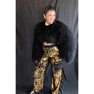 GOLD AND BLACK SEQUIN CARGOS