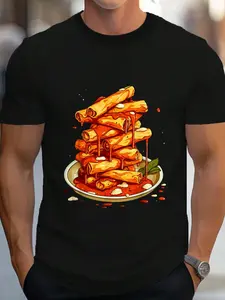 100% Cotton Appetizer Fried Cheese Mozzarella Cheese Mozzarella Sticks T-Shirt Women's Men's Graphic Tee Crew Neck summer vacation Tops