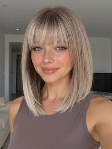 14 Inch Short Straight Bob Wig for Women, Comfortable for Daily, Parties, All Seasons