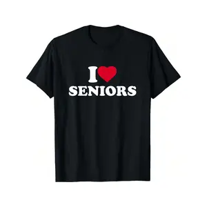 100% Cotton  I Love Heart Seniors Lover T-Shirt
