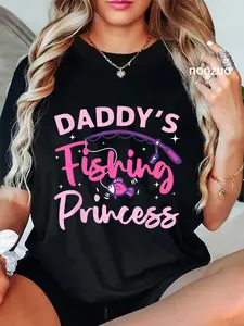 100% Cotton Best Fishing For Women Girls Bass Fisher Princess Fish T-Shirt