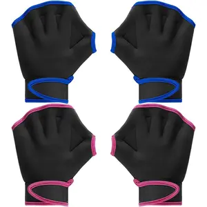 2 Pairs Swimming Gloves Aquatic Training Gloves Neoprene Mittens Webbed Fitness Water Resistance Training Mittens for Men Women Swimming Diving with Wrist Strap