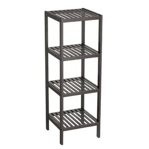 Slim 4-Tier Corner Storage Shelf, Freestanding Narrow Organizer Rack, Space-Saving Layered Storage Solution for Bathroom Corner and Tight Indoor Spaces