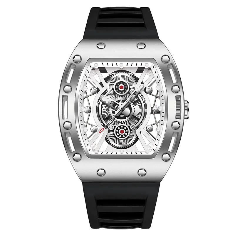 Silver shell white face black belt